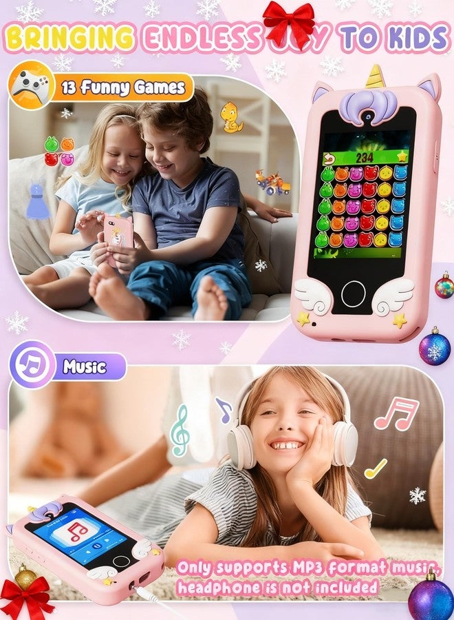 UCIDCI Unicorn Kids Smart Phone Toys for Girls Ages 3-7 with Dual Camera - Toddler Phone with Learning Games, Travel Toys with MP3 Music Player for Christmas, Birthday Gifts for 3 4 5 6 7 Year Old - Image 3